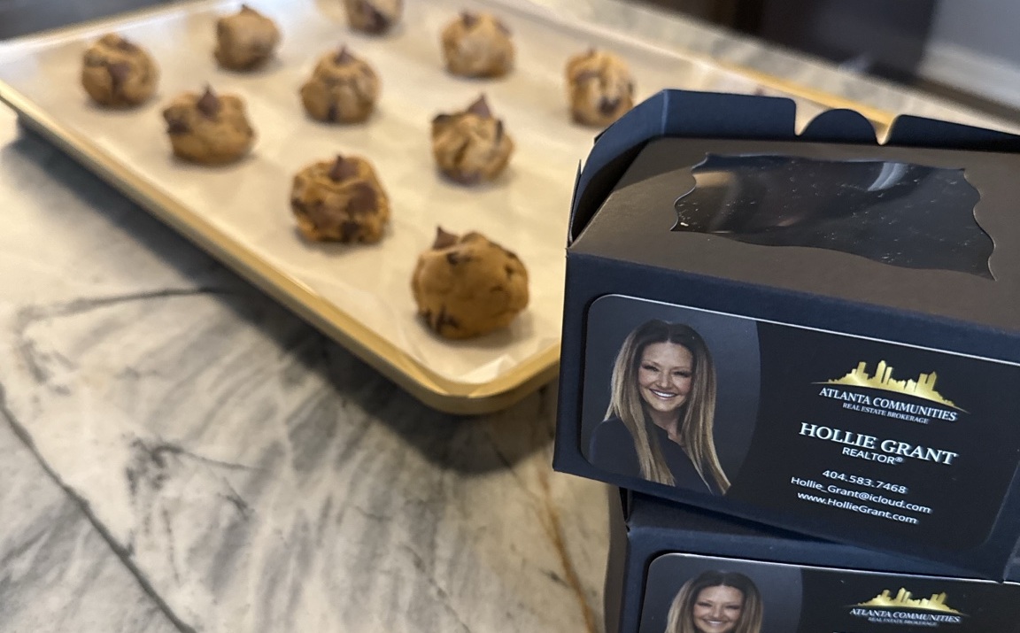 Homemade cookies packaged with Hollie Grant branding.